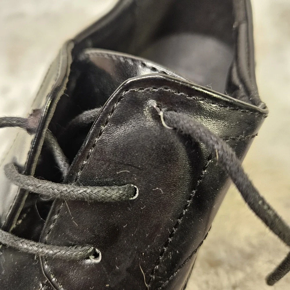Tim Evans Black Faux Croc Square Toe Dress Shoes 8 Business Dark Acacemia Formal
